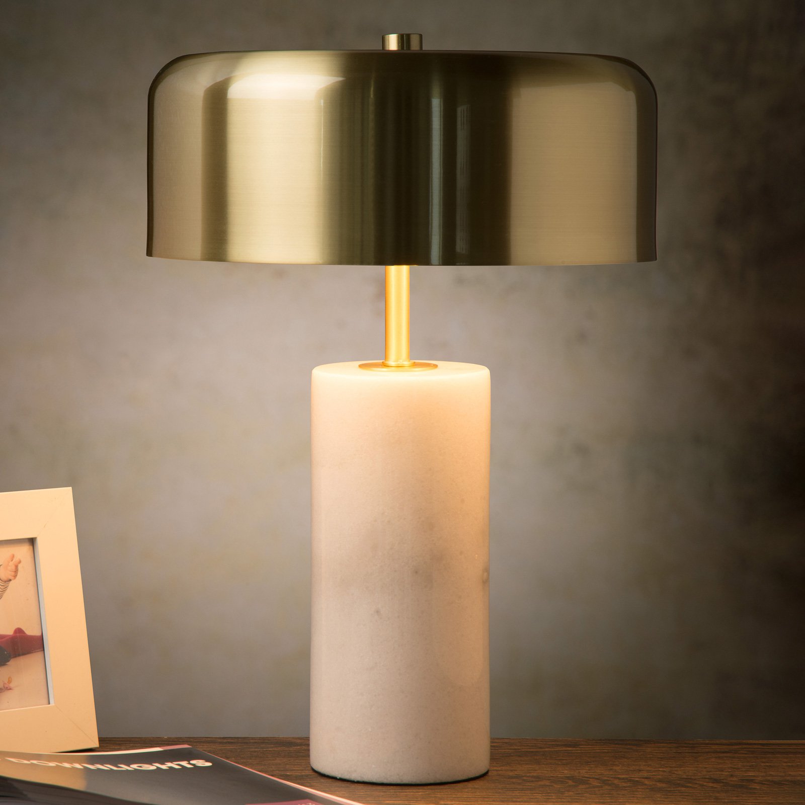 Bordlampe Mirasol hvit marmor