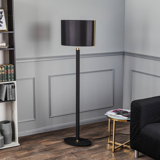 Rothfels Darrell gulvlampe, oval, svart, messing