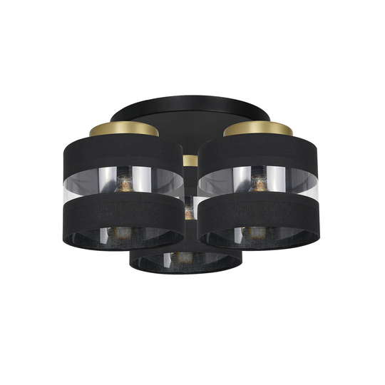 Taklampe Hara i svart/gull, 3 lyskilder