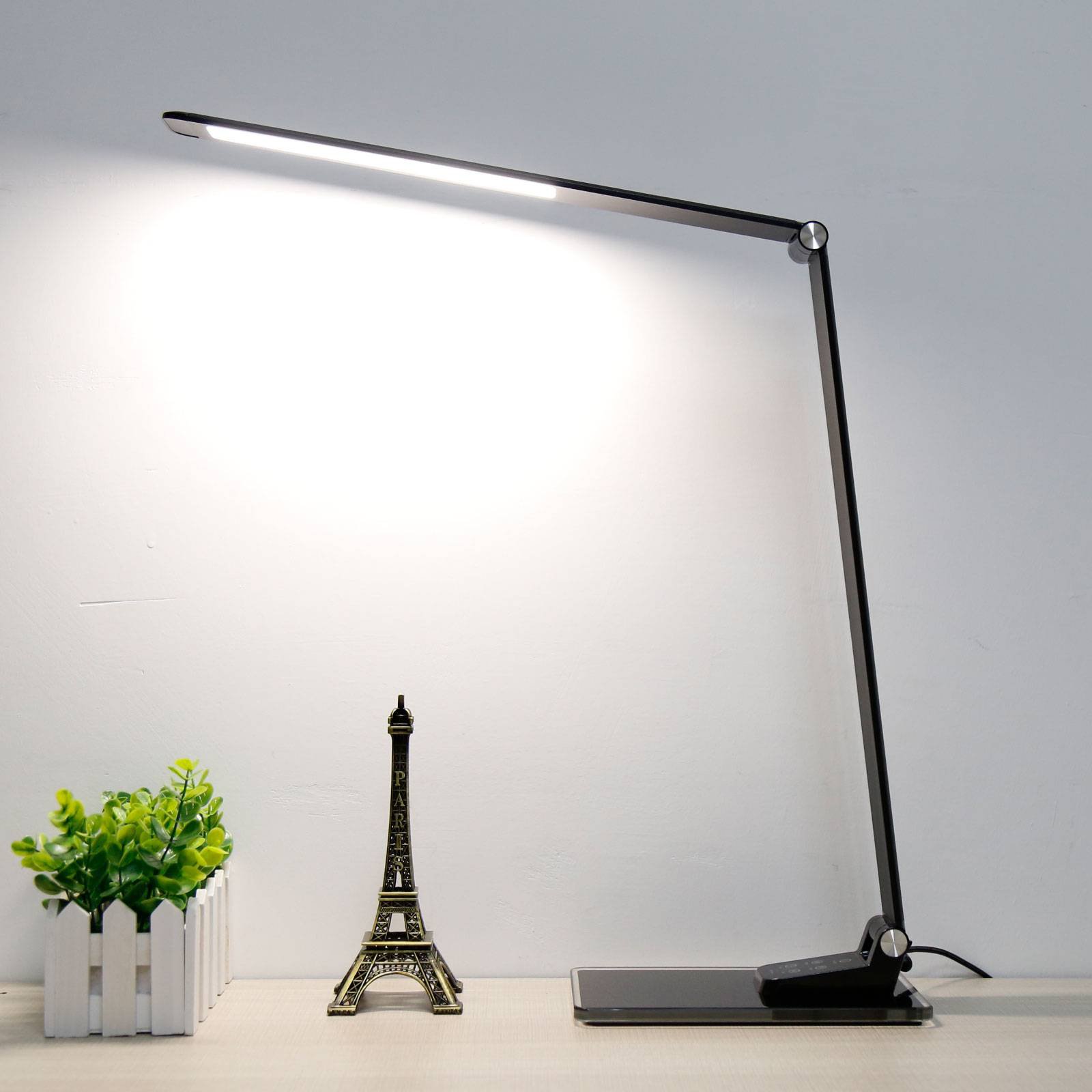 Starglass LED-skrivebordslampe med glass-sokkel