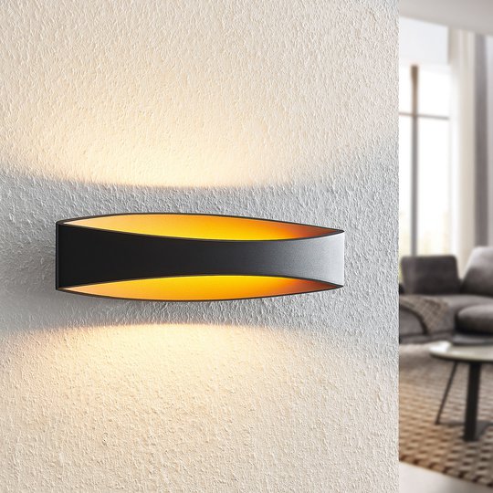 Arcchio Jelle LED-vegglampe, 43,5 cm, svart