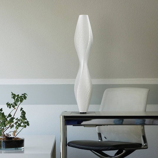 LED-gulvlampe Flechtwerk Lava, 75 cm, hvit
