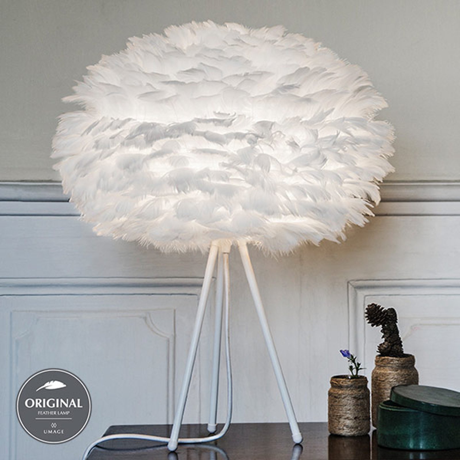 Designerbordlampe Eos medium hvit