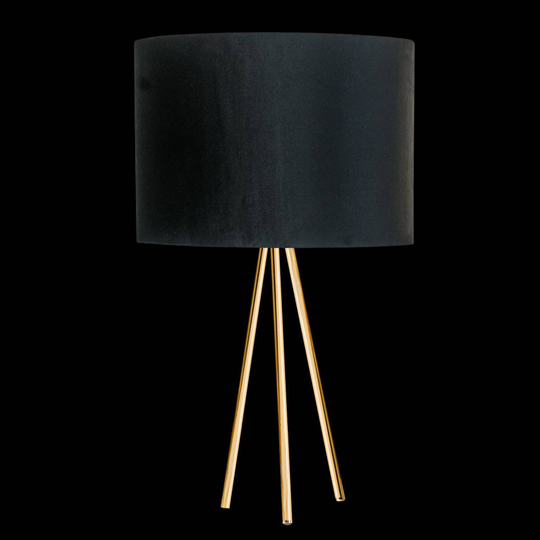 Bordlampe Monaco, trebeint gull, svart fløyel