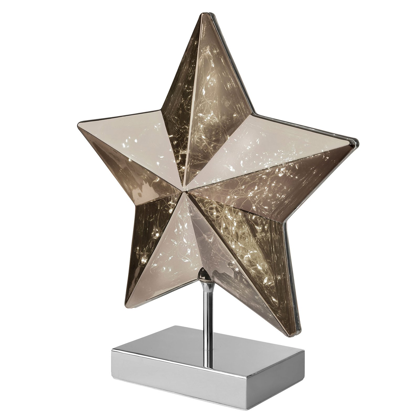 Bordlampe Stella i stjerneform, høyde 34 cm, smoke