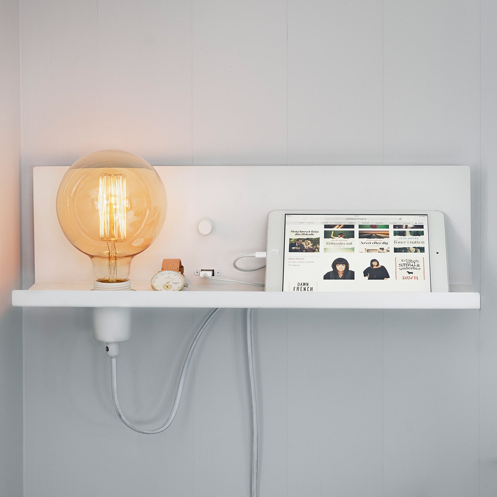 Med USB-lader - hvit vegglampe Multi