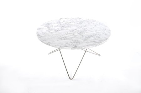 O Table Spisebord Rustfritt Stål/Hvit Marmor Ø100