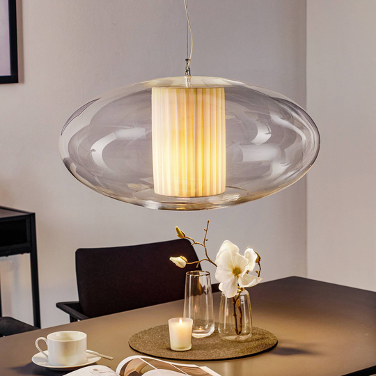 Modo Luce Ellisse hengelampe plissé Ø 60 cm beige