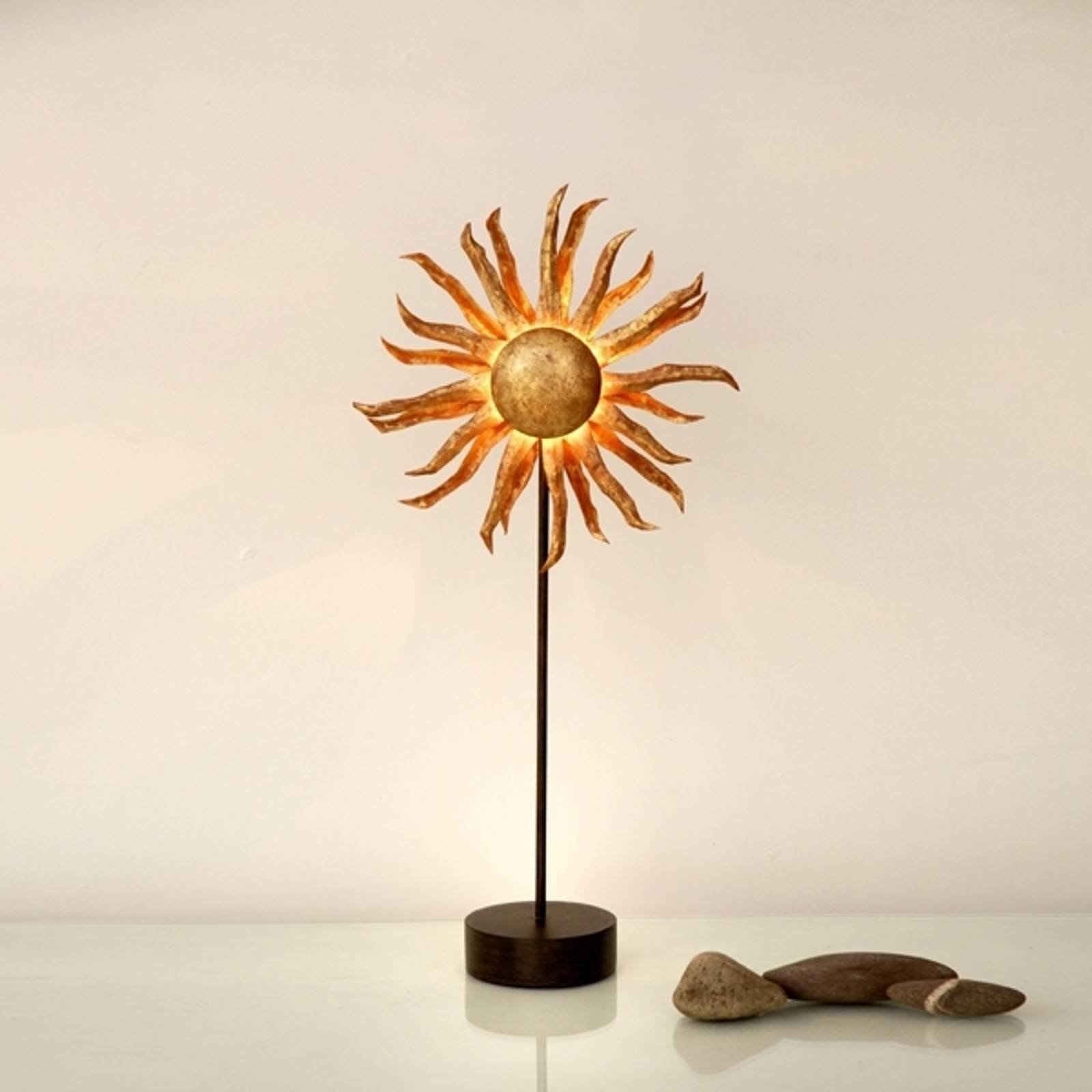 Gyllen LED-bordlampe Sol