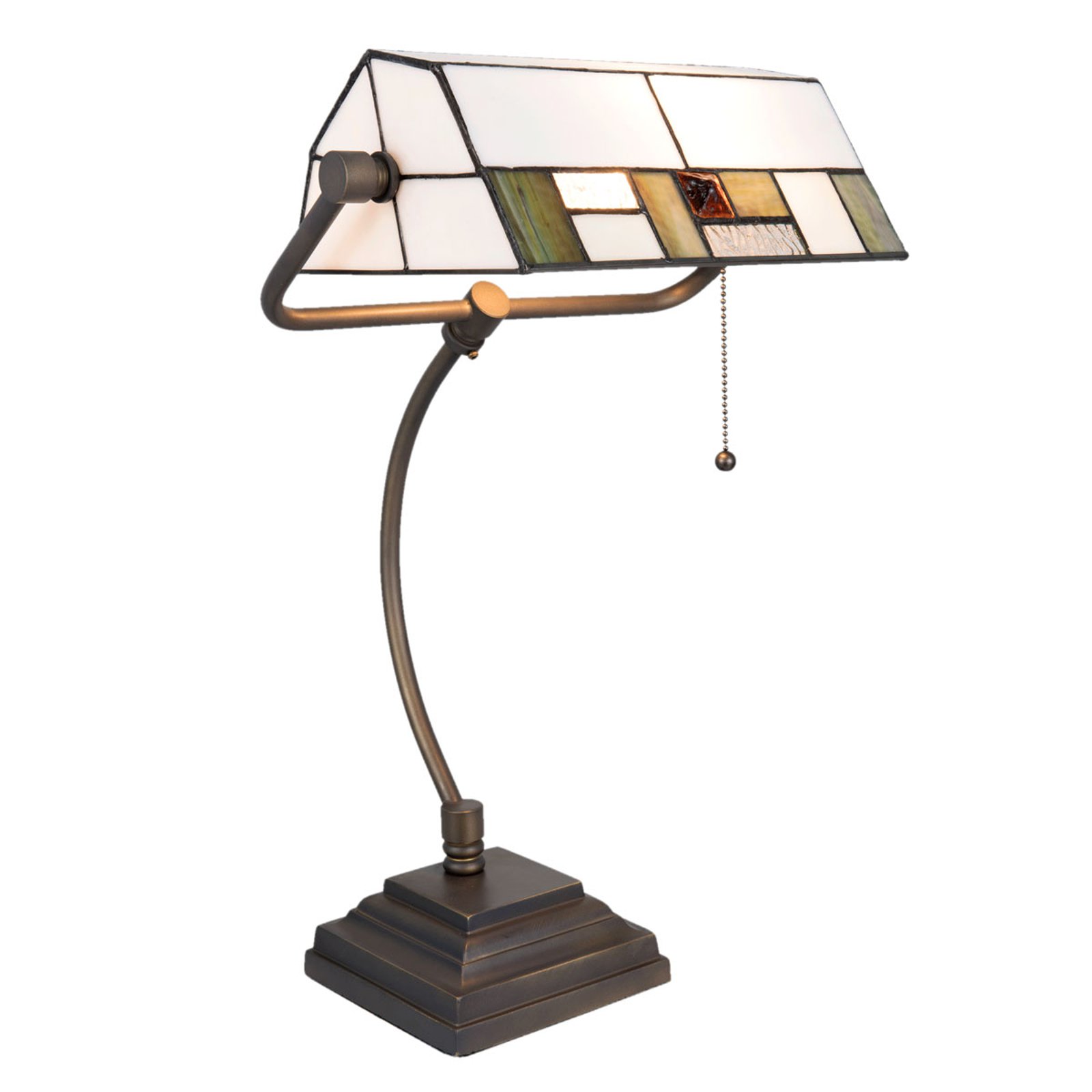 5194 skrivebordslampe med hvit-grønn glasskjerm