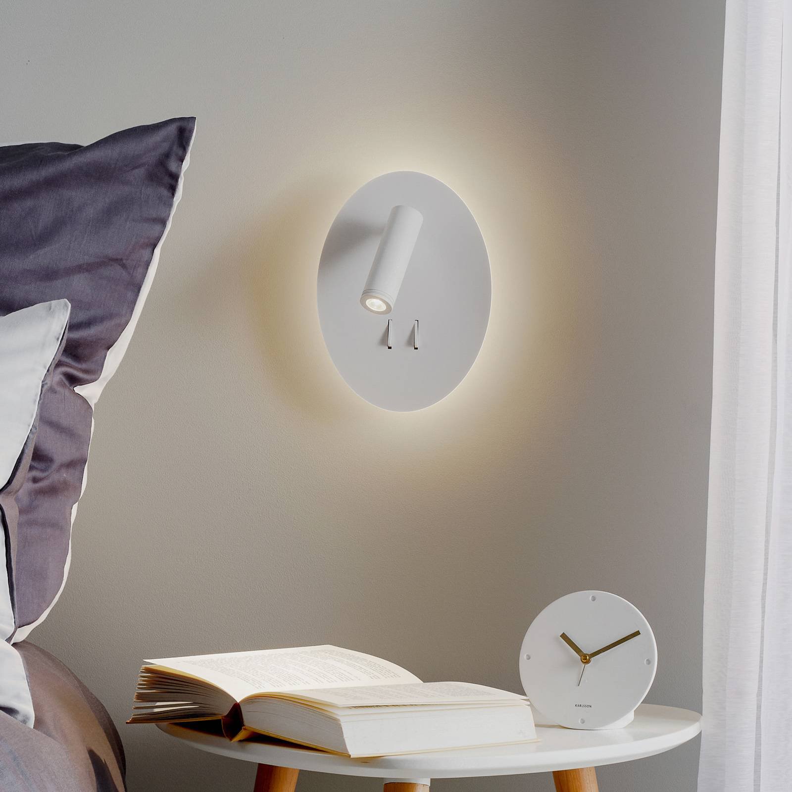 Helestra Orso LED-vegglampe med leselampe, oval