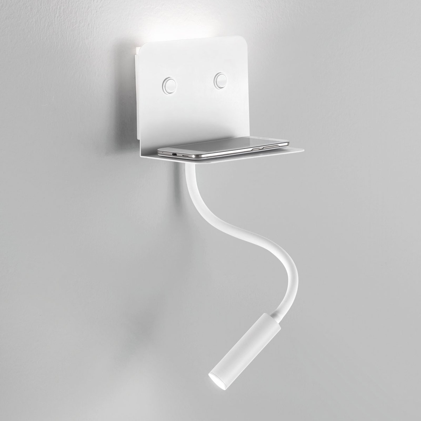 LED-vegglampe Level med skuff og leselys