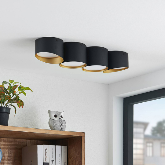 Lindby Kianush taklampe 4 lyskilder lang svart