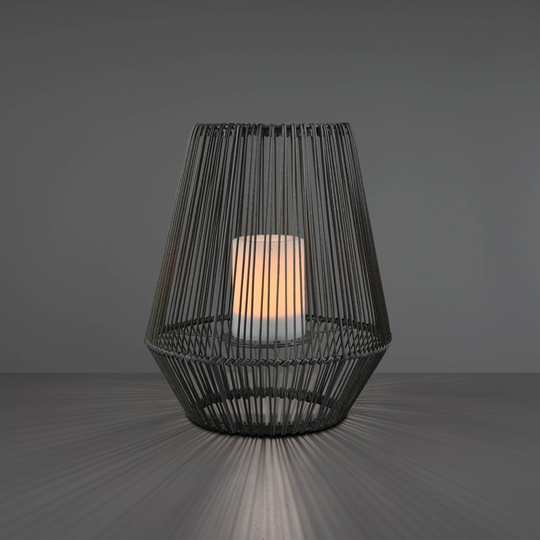 LED-solbordlampe Mineros, grå, 30,5 cm høy