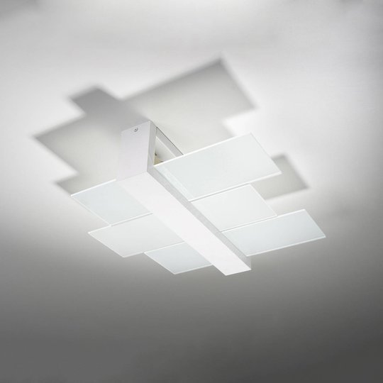 Taklampe Shifted 2, glass, hvit