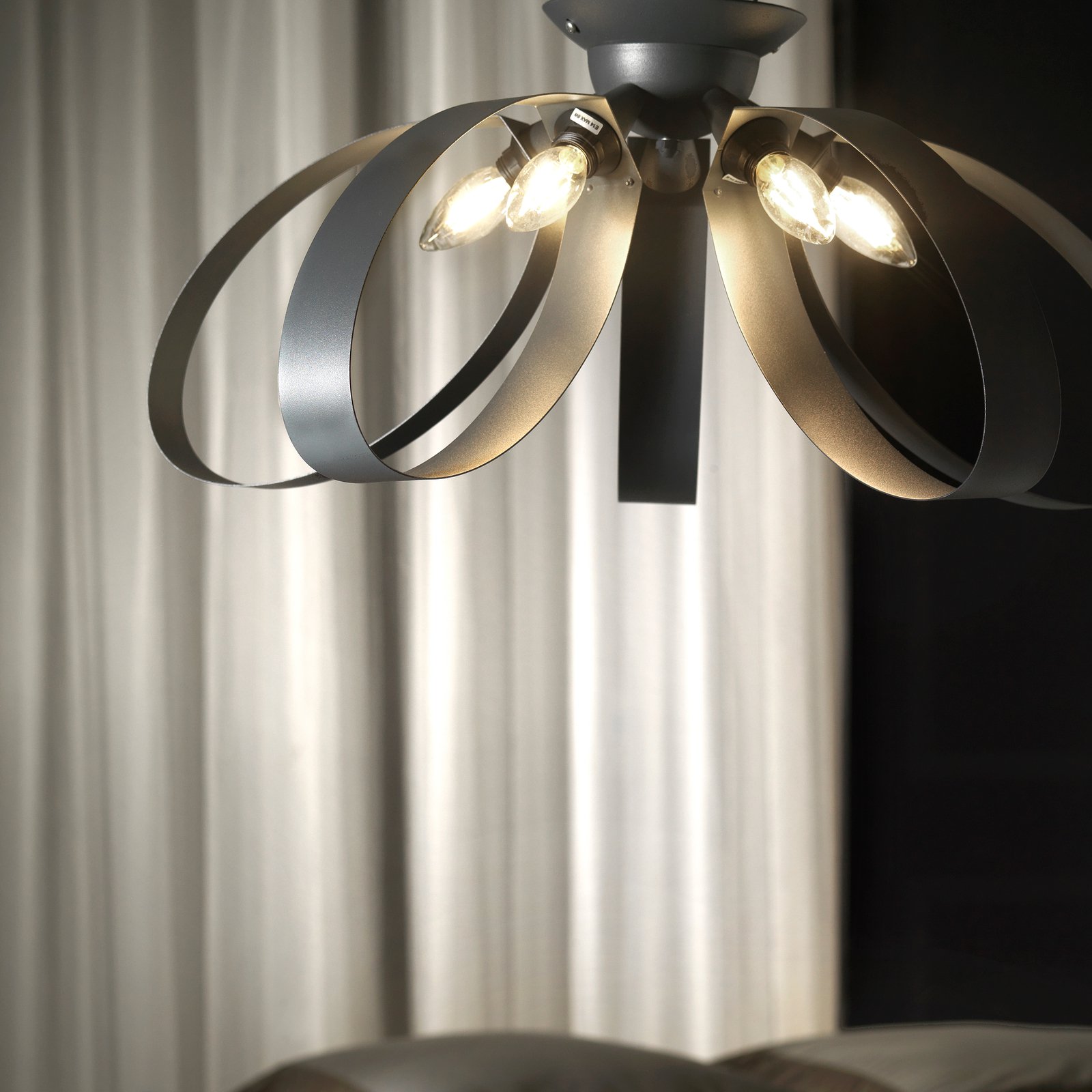 Taklampe Serena, 5 lyskilder, antrasitt