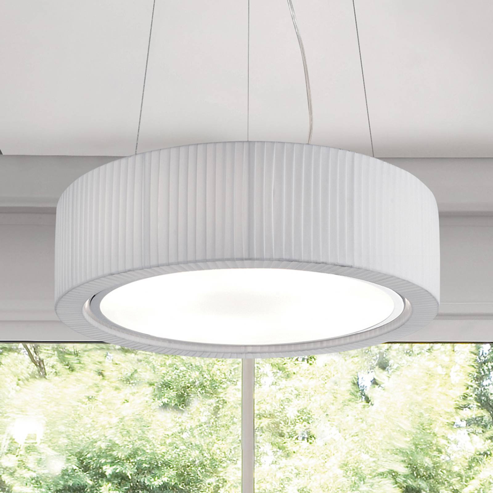 Bover Urban tekstil-hengelampe, hvit, Ø 60 cm