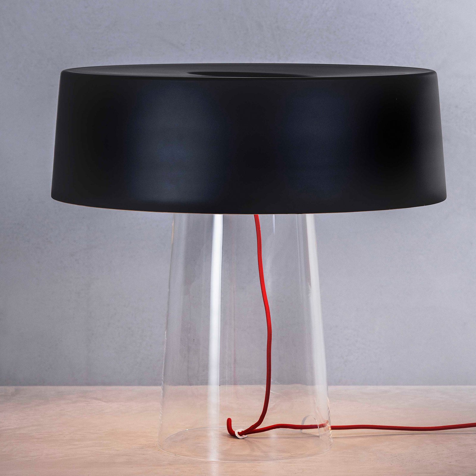 Prandina Glam bordlampe 48 cm klar / skjerm svart