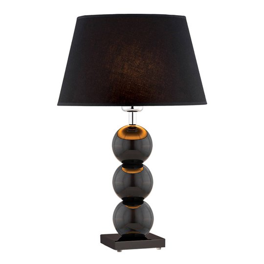 Tekstil-bordlampe Fulda, glassdekorasjon, svart