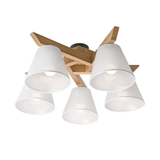 Suecia taklampe 5 lyskilder, eik natur/hvit