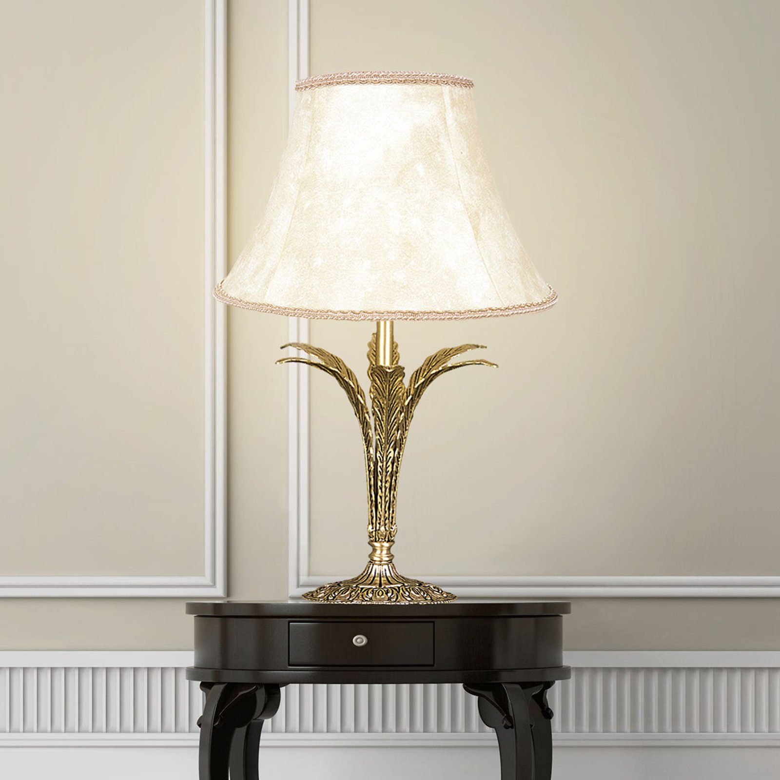 Bordlampe Palmera, antikkgull, 1 lyskilde