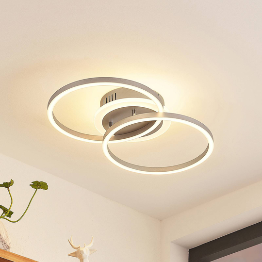 Lindby LED-taklampe Fjardo CCT ringer, sølv