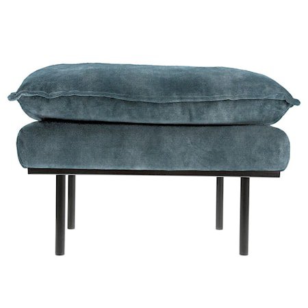 Retro Sofa Fløyel Puff Blå