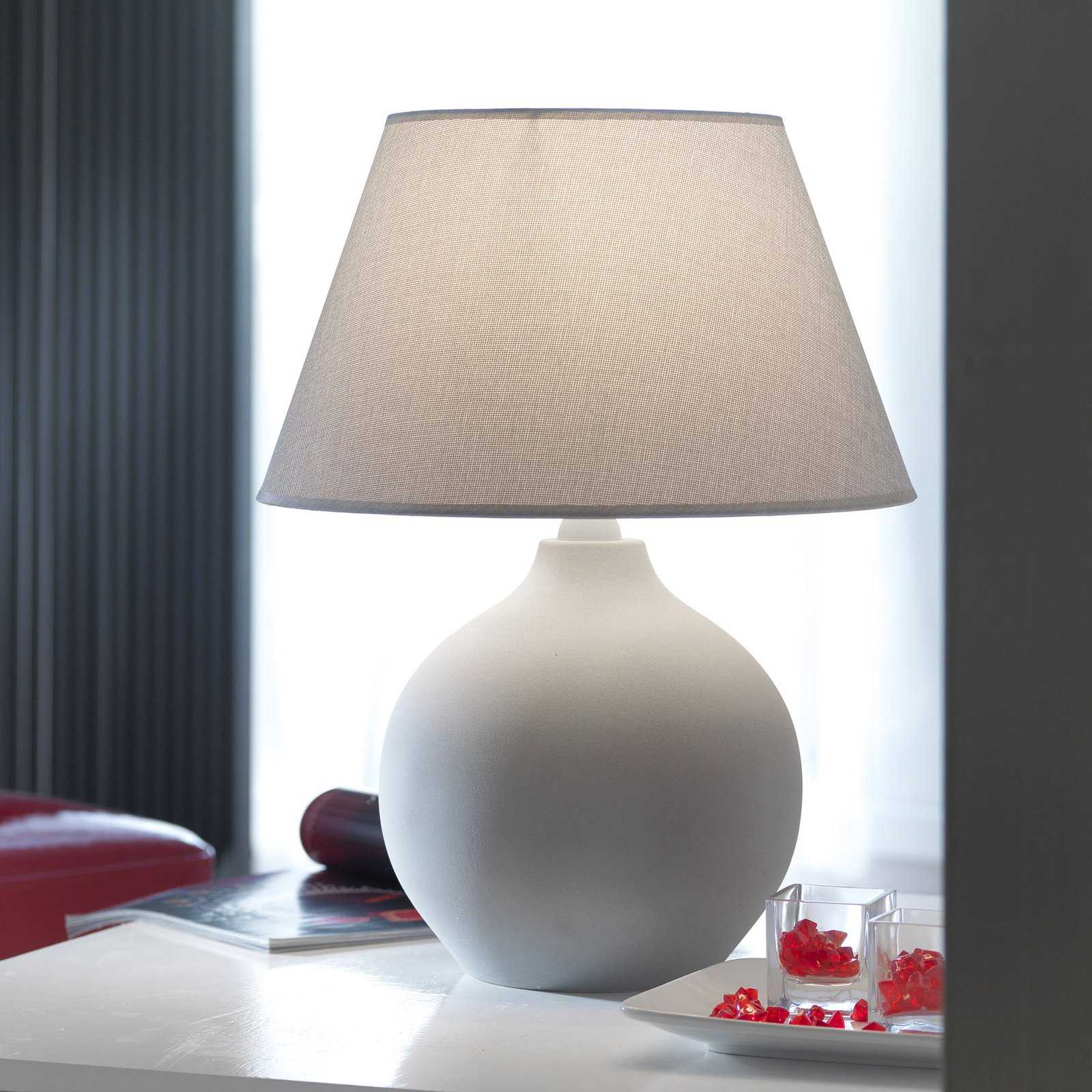Bordlampe Sfera, høyde 53 cm, sement/grå