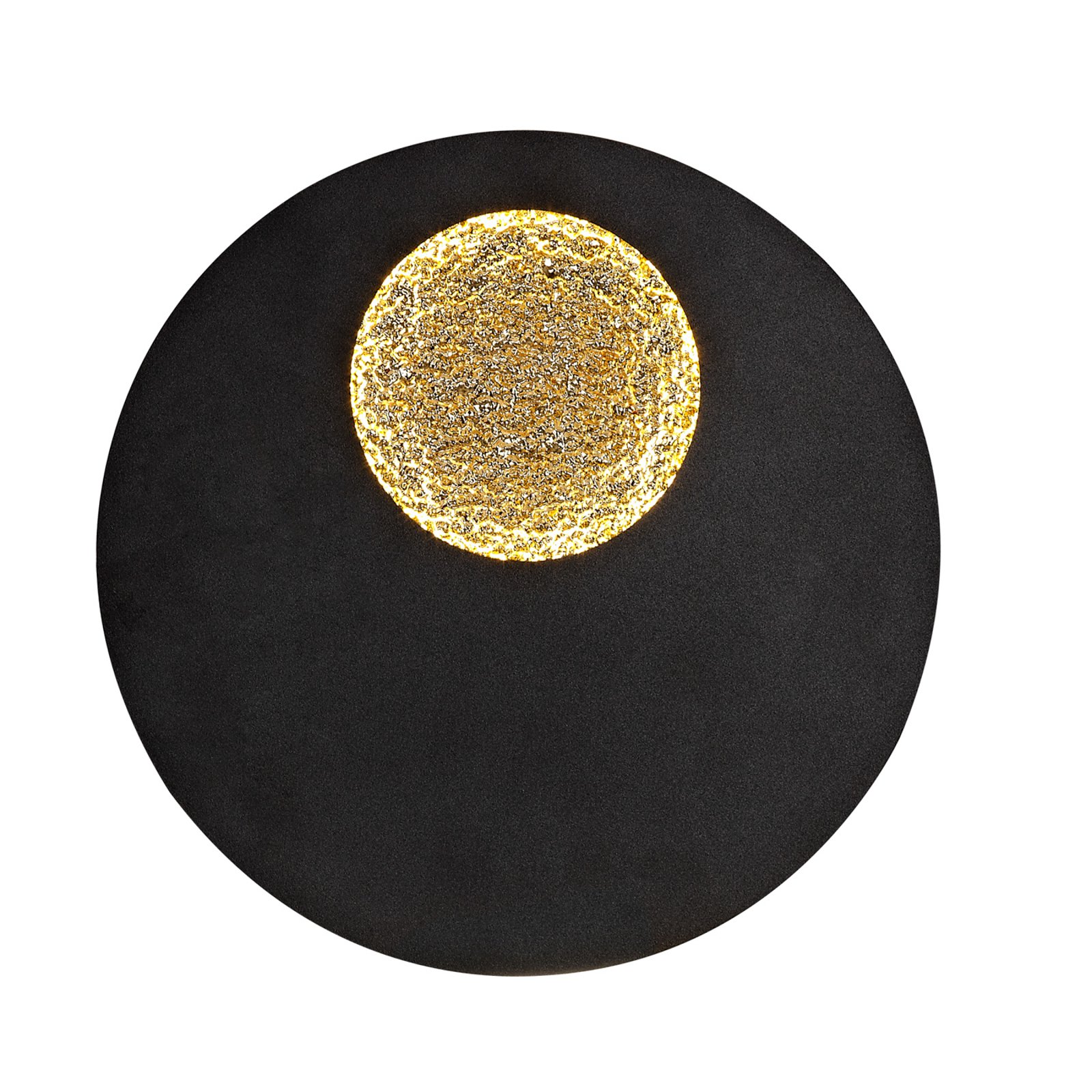 Jupiter LED-vegglampe, svart/gull, rund