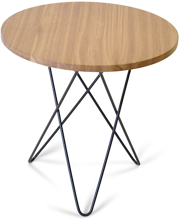 Tall mini O table wood - Oak, black frame
