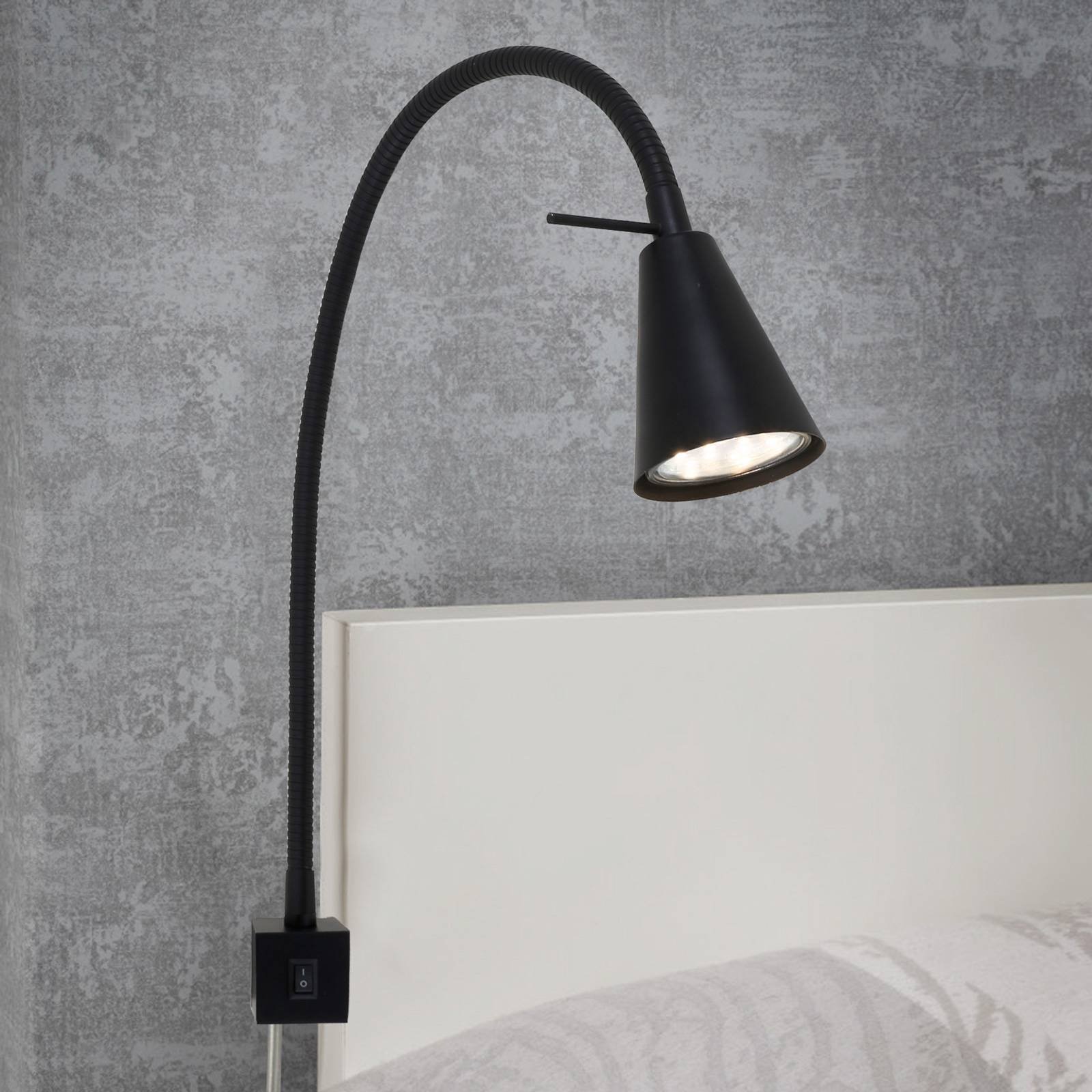 LED-vegglampe 2080 til montering på sengen, svart