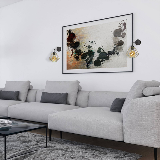 Vegglampe Lupo med gyllen burskjerm