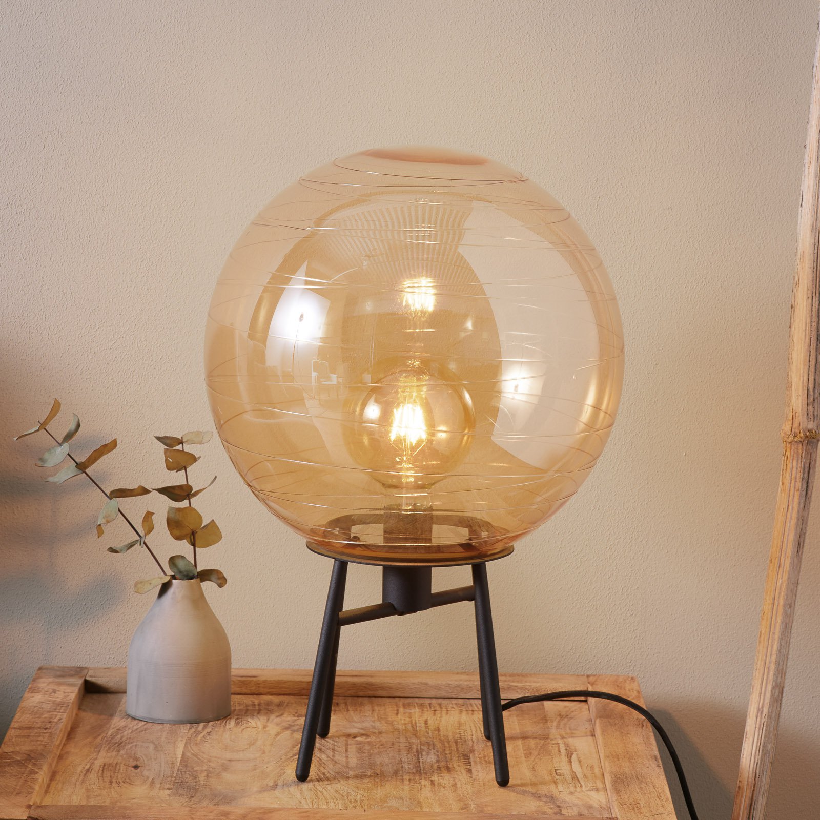 Bordlampe Lantaren, glass rav
