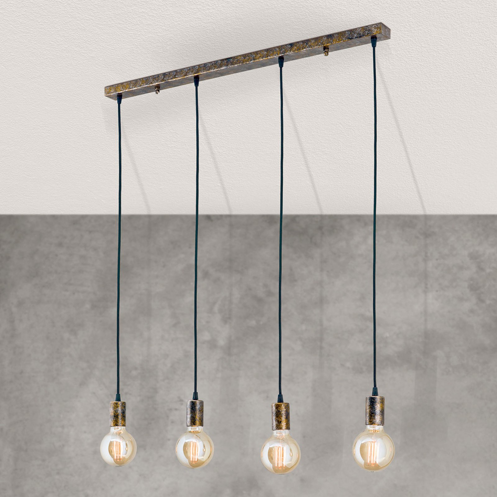 Pendellampe Rati i vintagestil, fire lys