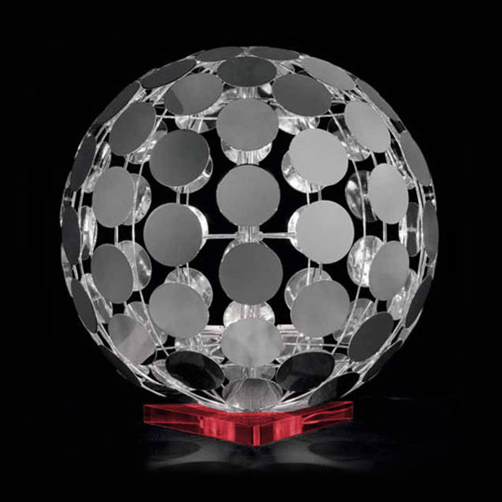Sfera bordlampe med rød fot, 60 cm
