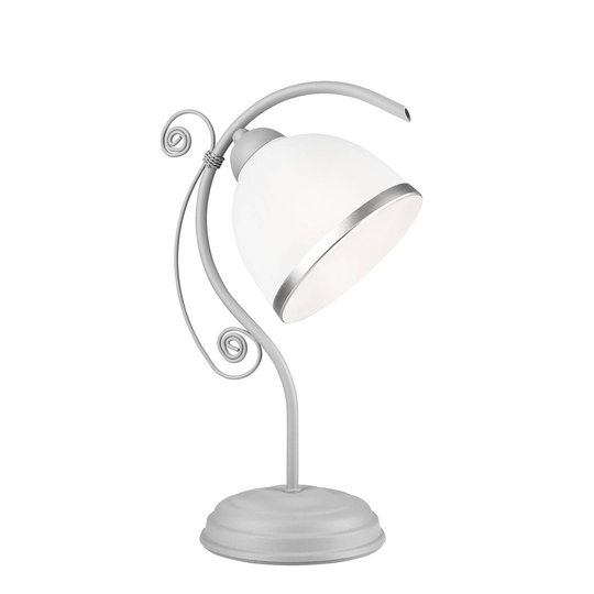 Bordlampe Roma i hvit og sølv