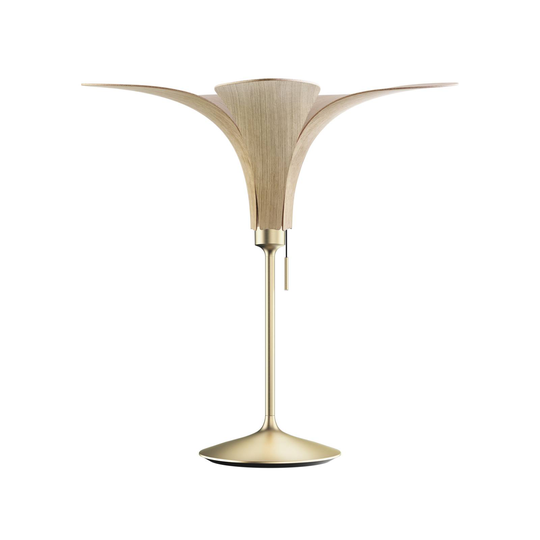 UMAGE Jazz bordlampe lys eik, fot av messing