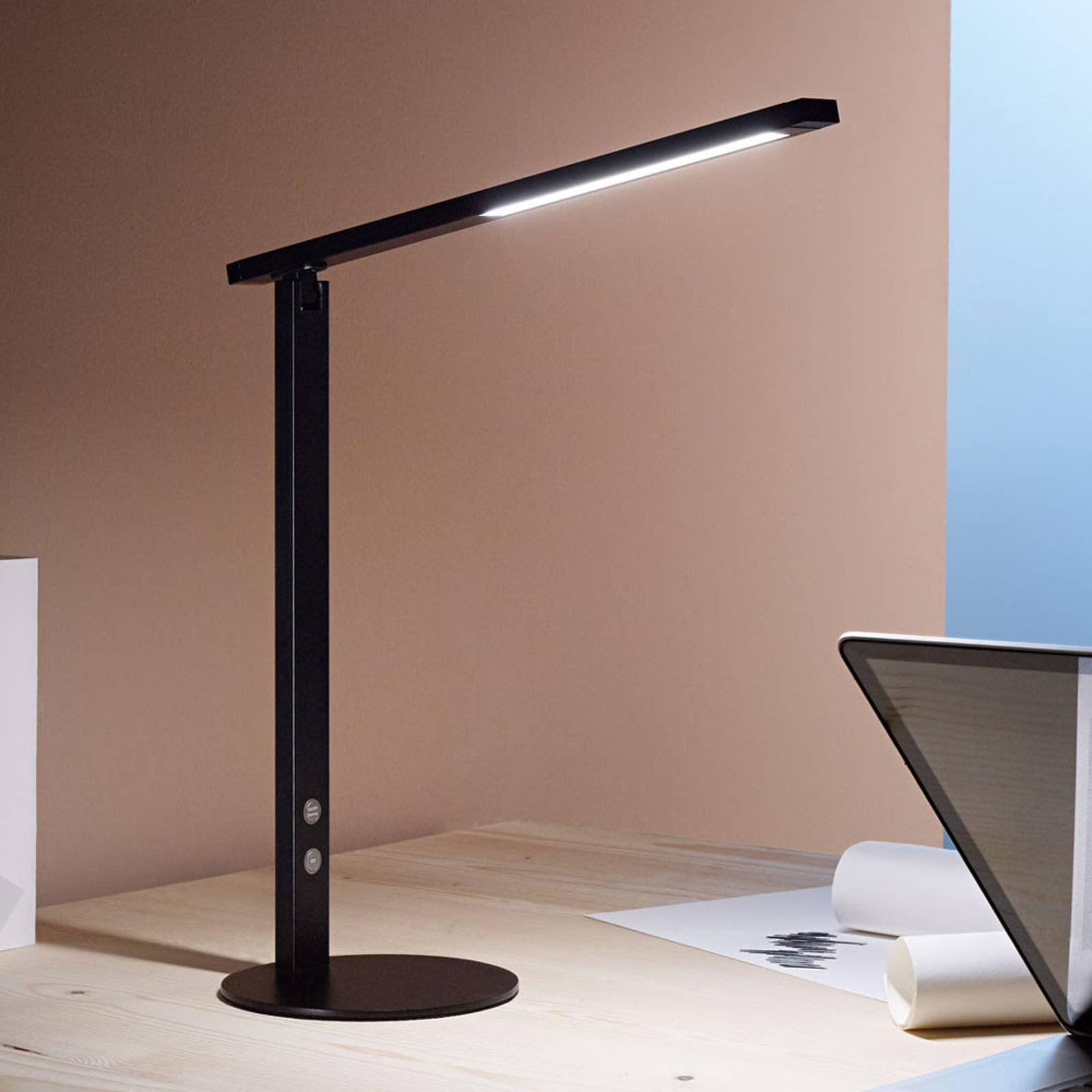LED-skrivebordslampe Ideal med dimmer, svart