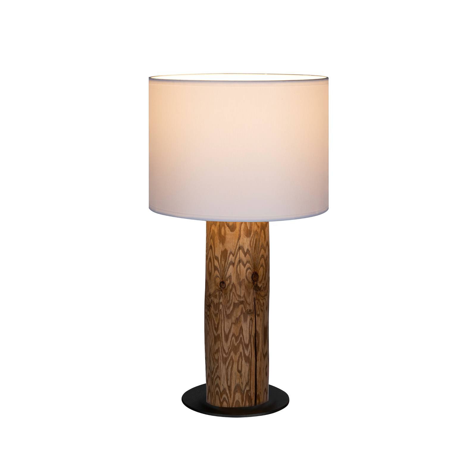 Bordlampe Pino Simple, skjerm hvit, fot brun