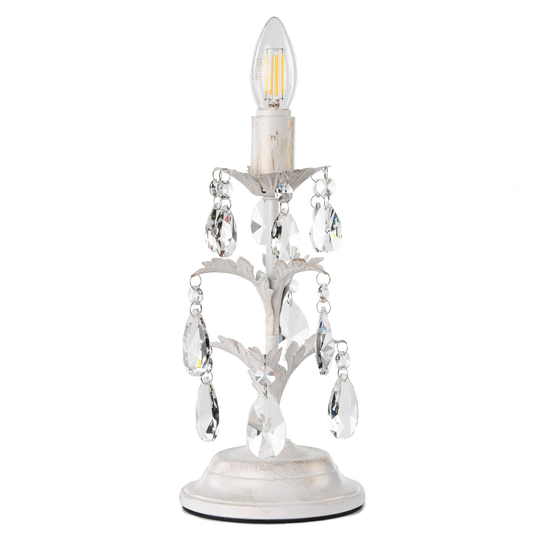 Krystallbordlampe Teresa uten skjerm, elfenben