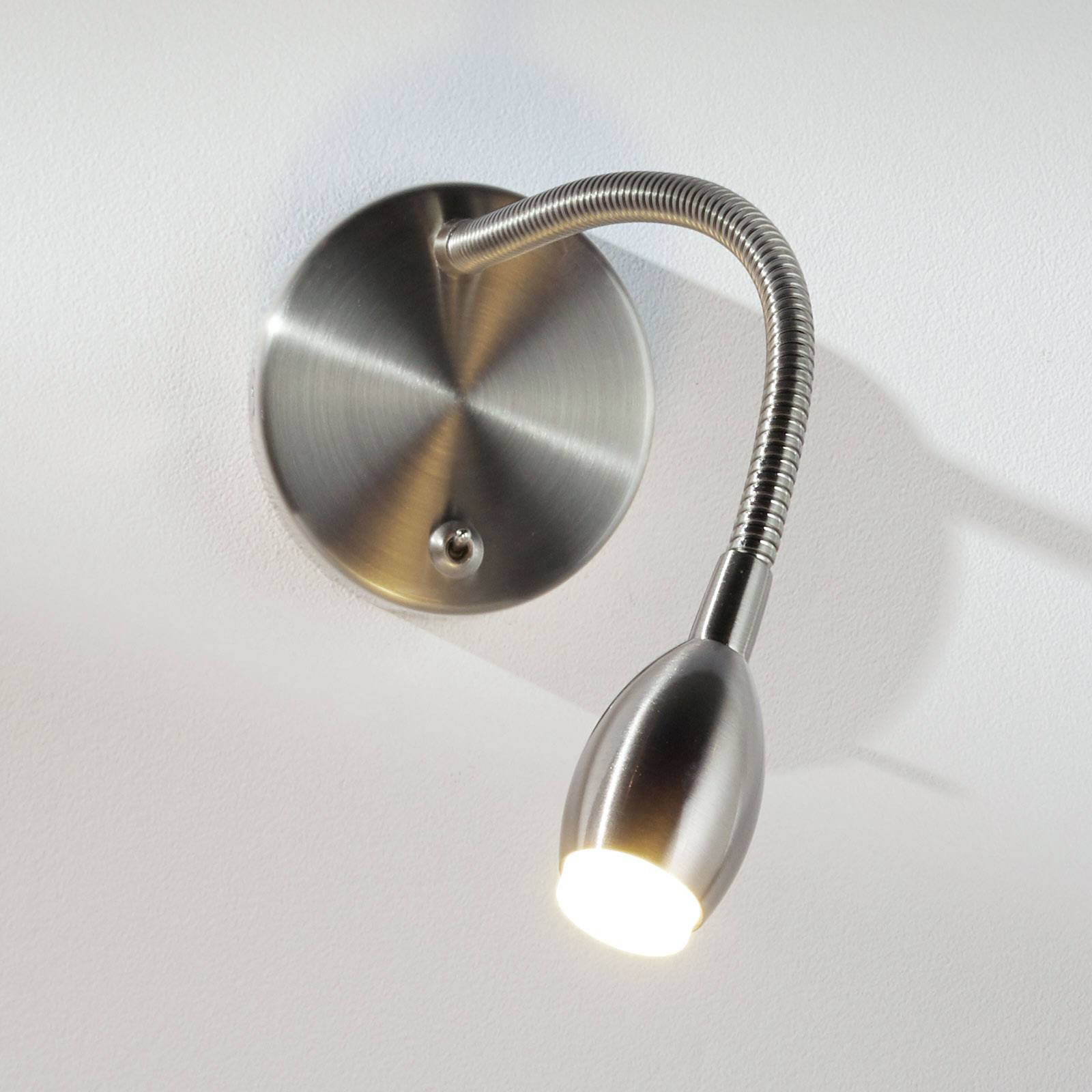 Nikkelfarget MARTA LED-vegglampe med fleksibel arm