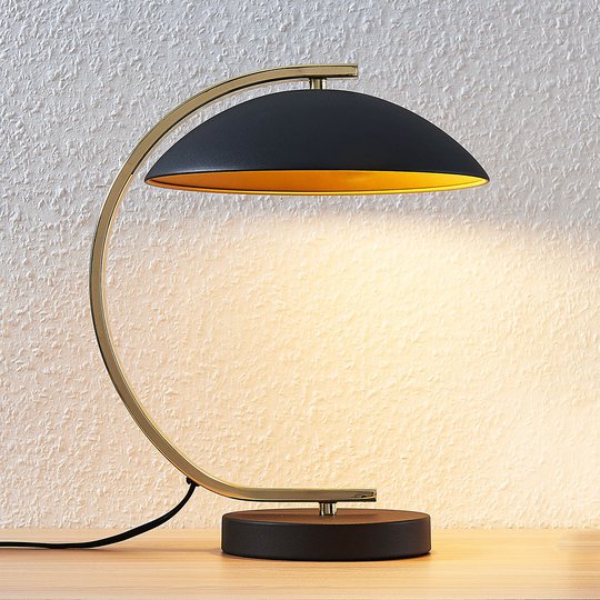 Metallbordlampe Adriana, svart/gull