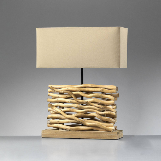 Marica bordlampe, stoffskjerm og tre, høyde 50 cm