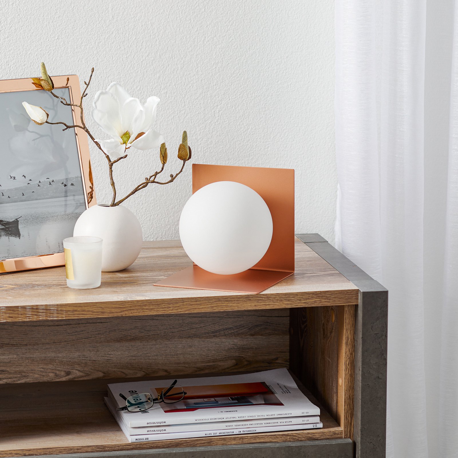Balance bordlampe liggende satinert kobber