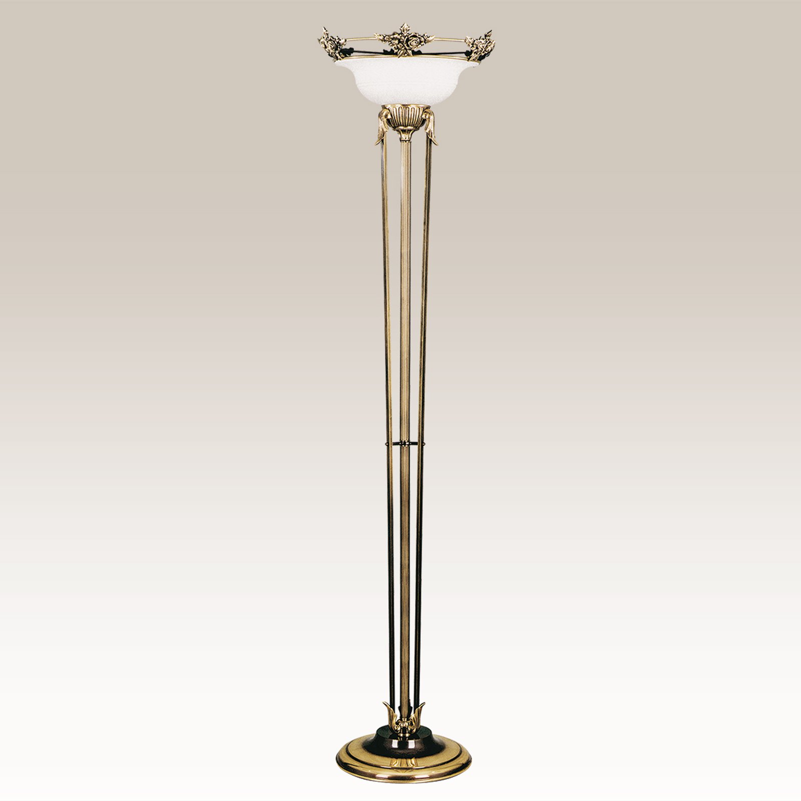 Yndig stålampe RIALTO, glass hvit etset