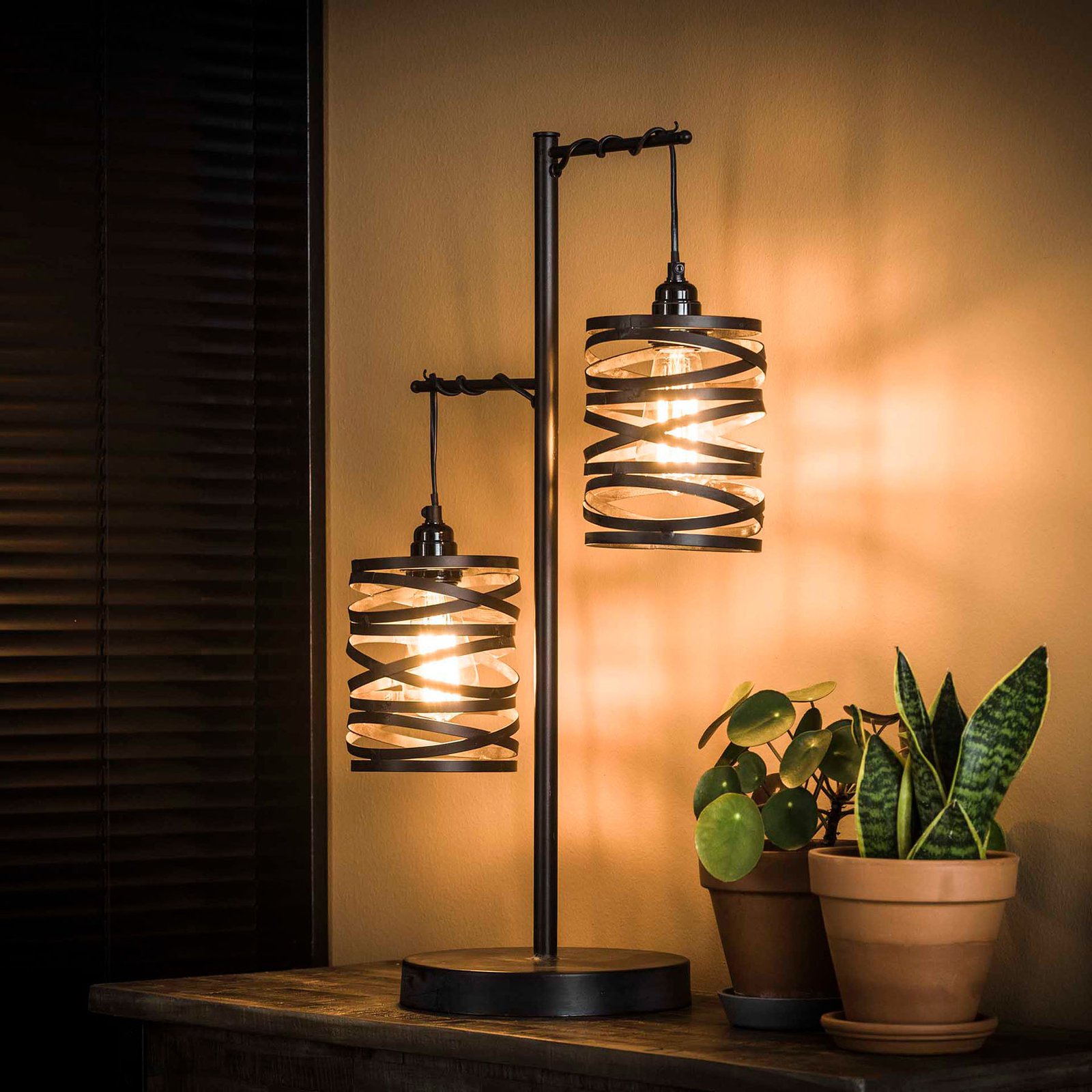 Bordlampe Spindlight, 2 lyskilder, høyde 70 cm