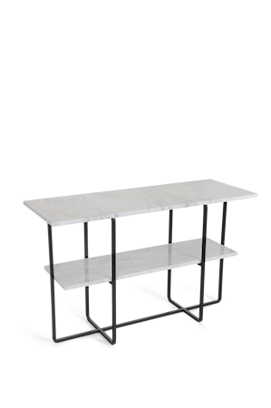 Council Sidebord Matt Hvit Marmor med Svart Ramme