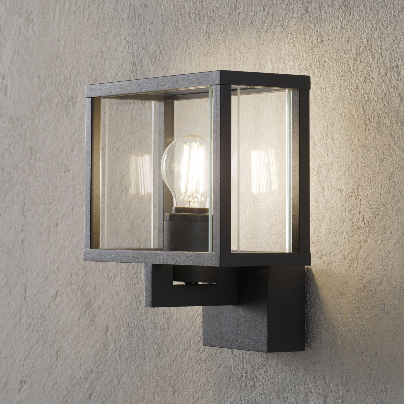Utendørs vegglampe Maylo, mørkegrå, kantet