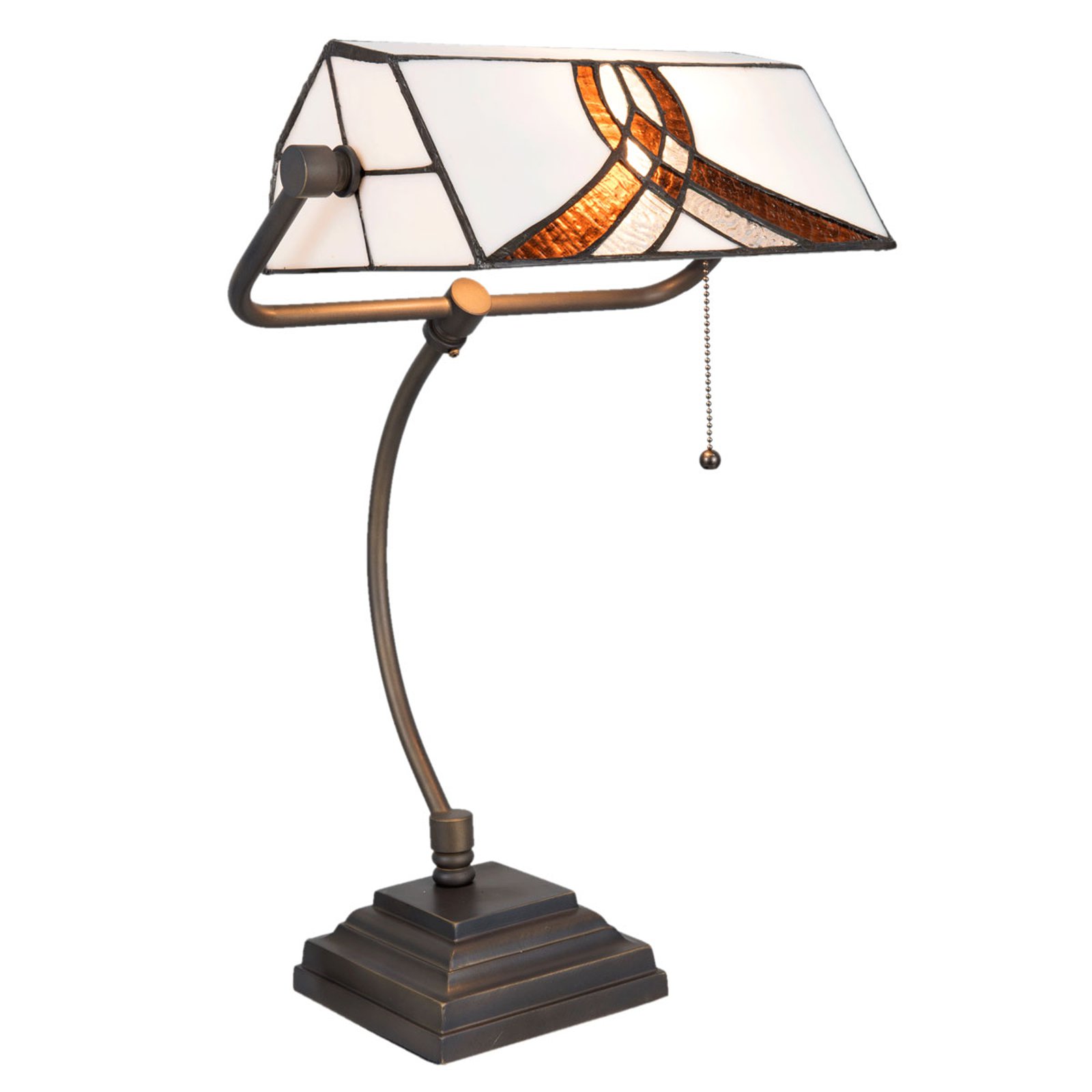 5195 skrivebordslampe med hvit-brun glasskjerm