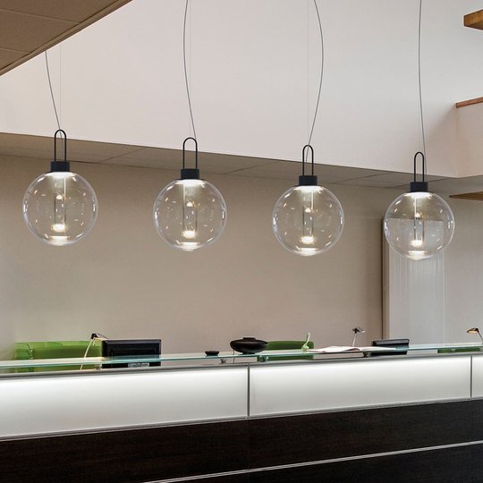 Modo Luce Orb LED-hengelampe, svart, Ø 40 cm